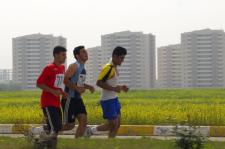 Men running